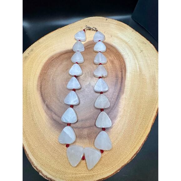Vintage Geometric White Quartz Stone Collar Necklace - Picture 7 of 9